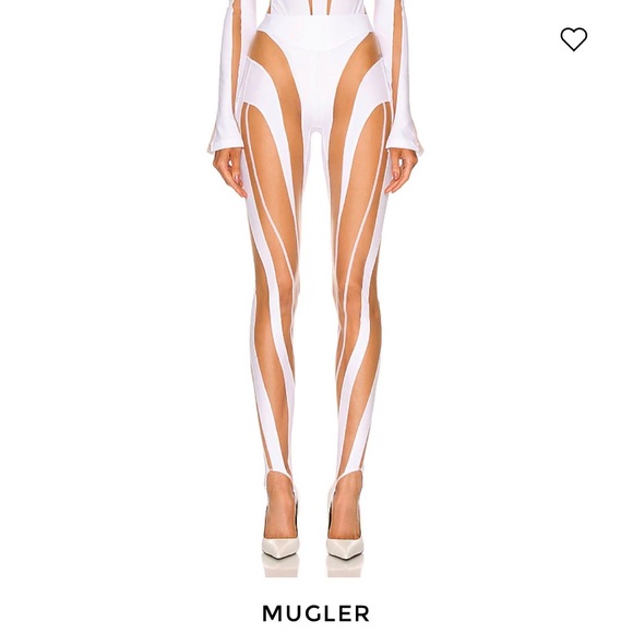 MUGLER for FWRD Sheer Spiral Legging in White & Nude Size 40 - Picture 3 of 8